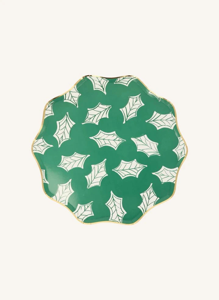 Meri Meri - Block Print desenli büyük Noel tabakları - 8'li set