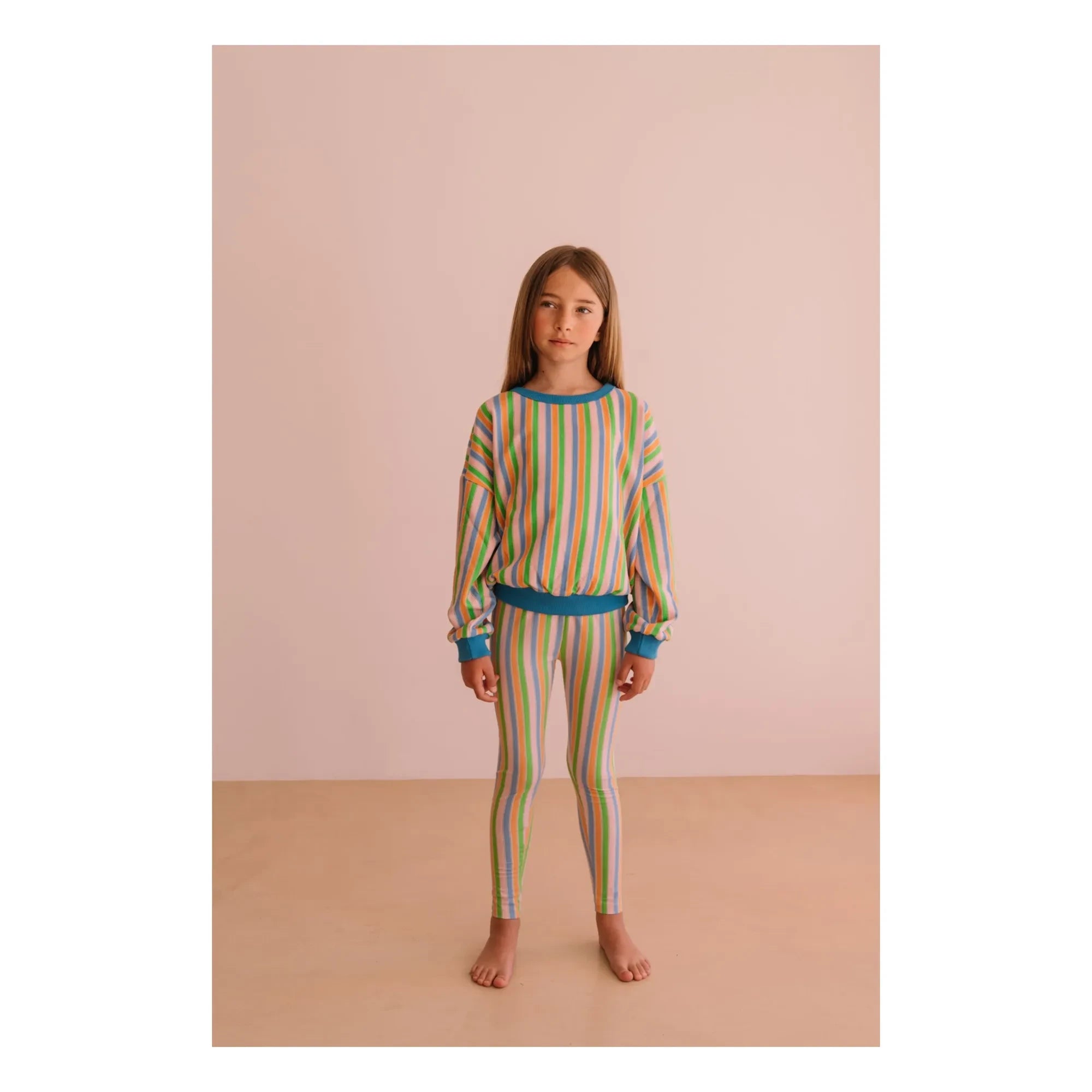 We Are Kids - Nour Çizgili Organik Pamuklu Tayt | Soluk Pembe