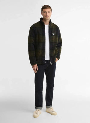 Barbour - Karierter Reißverschluss-Fleecejacke | Oliv
