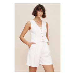 Posse - Rue Sleeveless Linen Vest | Ivory
