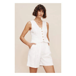 Posse - Rue Sleeveless Linen Vest | Ivory
