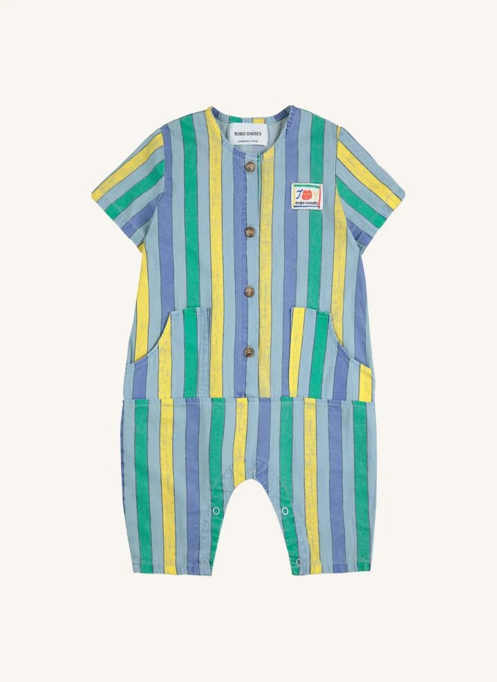 Bobo Choses - Hafif Denim Çizgili Tulum | Mavi