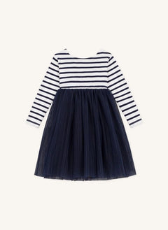 Petit Bateau - Tül Çizgili Elbise | Lacivert