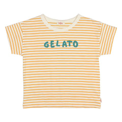 Búho – Gestreiftes Gelato Bio-Baumwoll-T-Shirt | Gelb