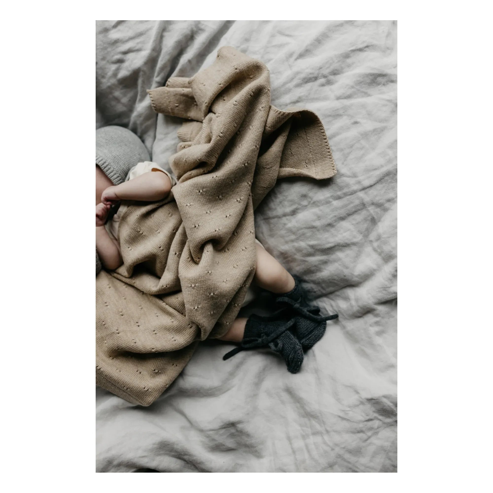 Manta Hvid - Bibi Pointelle de Lana Merino | Beige