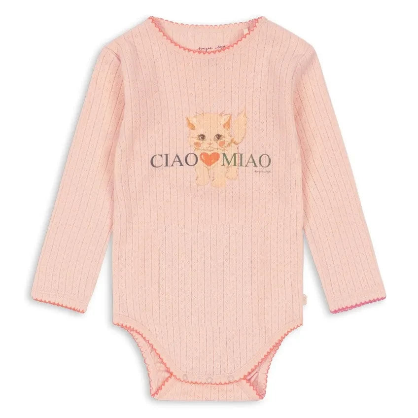 Konges Sløjd - Body de punto calado de algodón orgánico Minnie Ciao Miao | Rosa