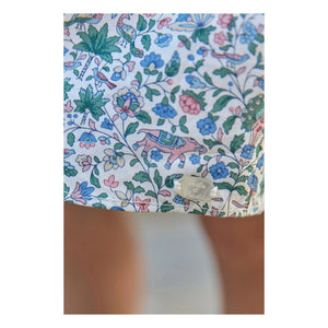Tartine et Chocolat - Vestido fruncido Liberty para bebé | Blanco