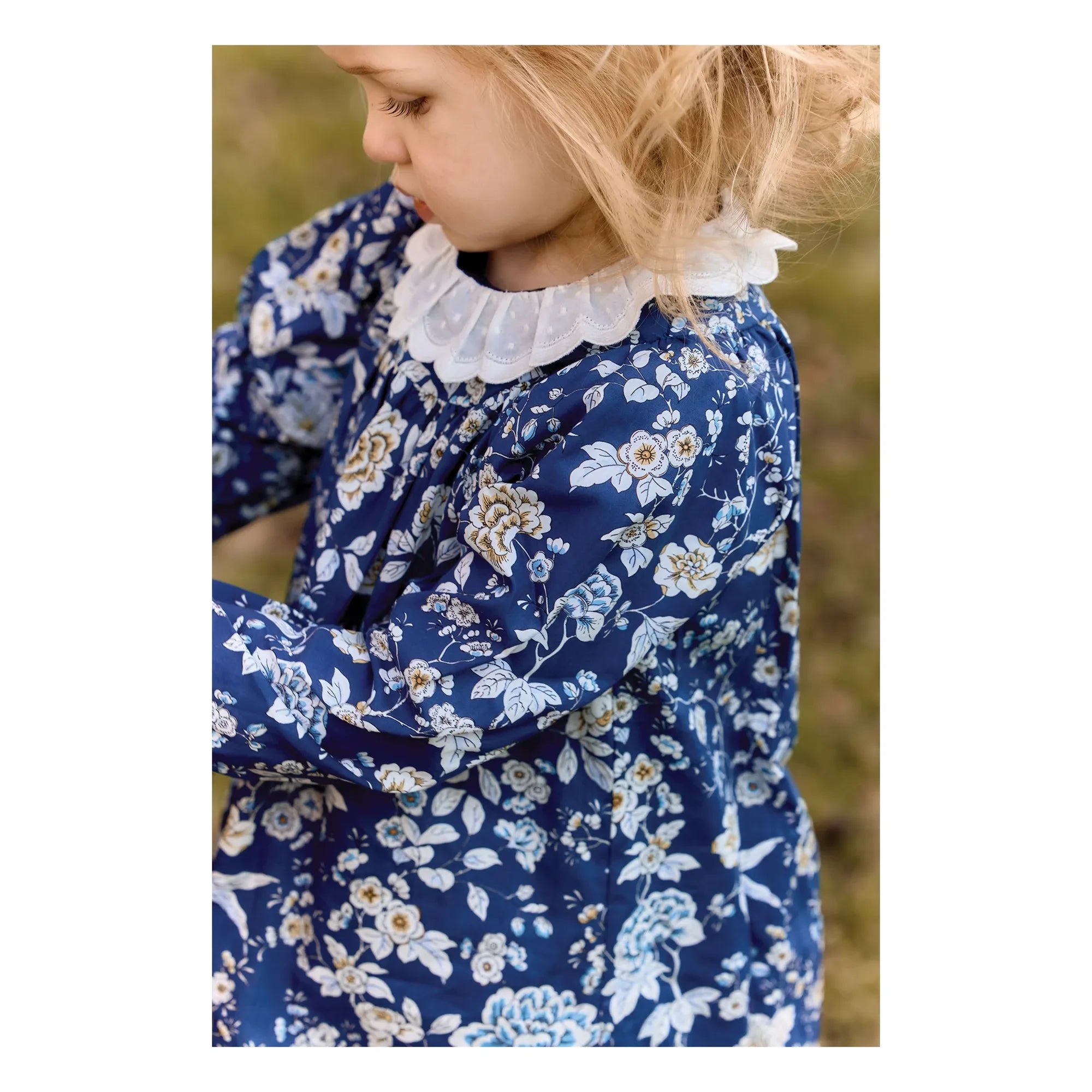 Tartine et Chocolat - Vestido con cuello ondulado de flores | Azul marino