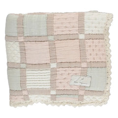 Bebe Organic - Manta de patchwork de algodón orgánico | Rosa Pudra