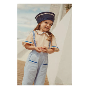 THE LiTTLE POETS - Florbela Carreaux Claudine Collar Embroidered Blouse | Pale Yellow