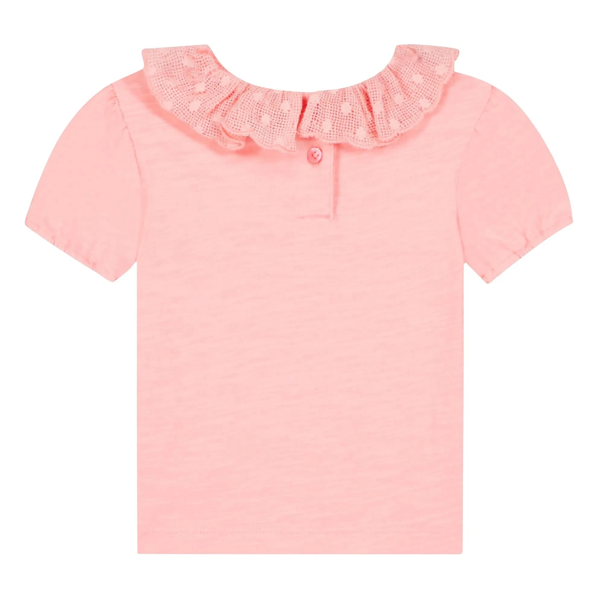 Bonton - Niris Bébé İşlemeli Yaka Tişört | Pudra pembe