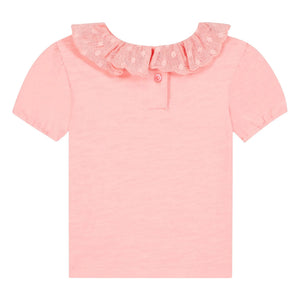 Bonton - Niris Bébé İşlemeli Yaka Tişört | Pudra pembe