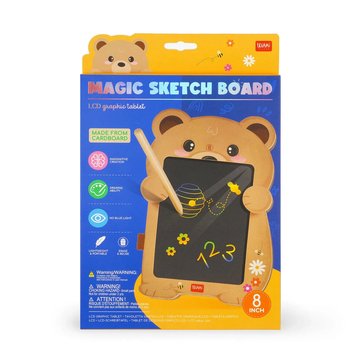 Legami - Ayıcık Portable LCD Drawing Board in Cardboard - Sihir Sketch Board