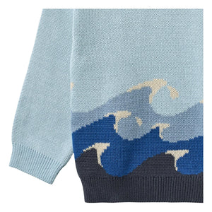 Trigo - Jersey jacquard de algodón orgánico de Knud Vagues | Azul claro