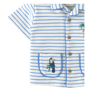 Gingersnaps - Ben Striped Textured Shirt | White
