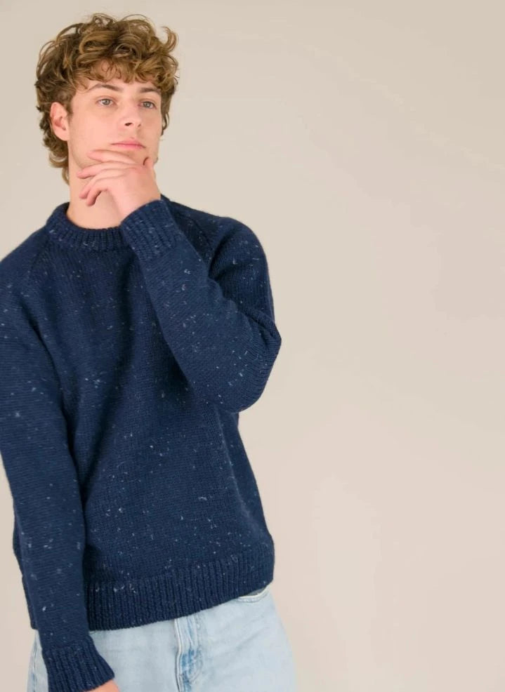 Origin Knitwear - Raglan Kalın Yün Kazak | Koyu Mavi