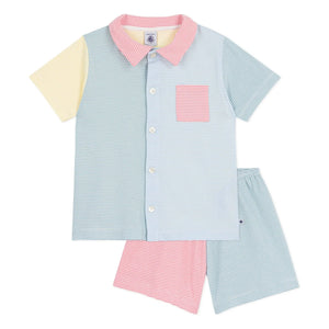 Petit Bateau - Millerais Renk Bloklu Kısa Pijama | Mavi