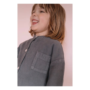 Studio Bohème - Camisa Jim, Terciopelo de algodón orgánico a rayas | Gris azulado