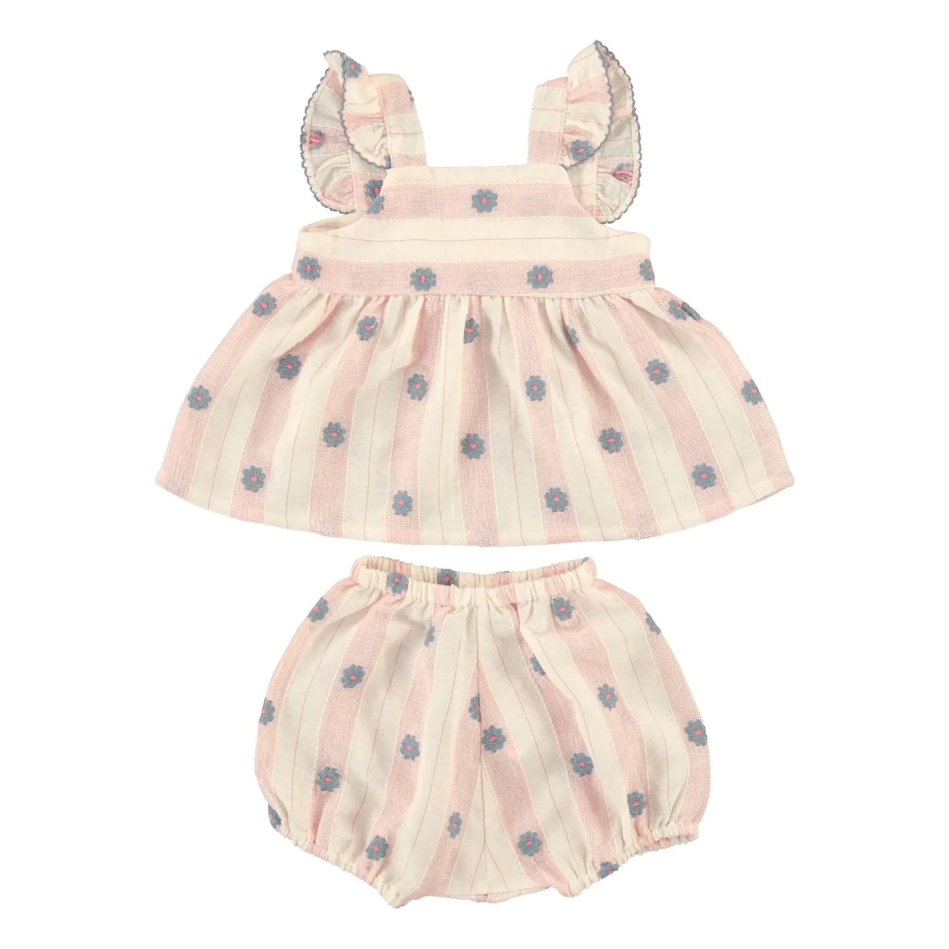 Bebe Organic - Elwen Fleuri Üst ve Bloomer Seti | Açık Pembe