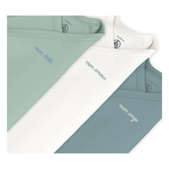 Petit Bateau - 3er-Set Wickelbodys aus Bio-Baumwolle „Mon Bébé“ | Blau