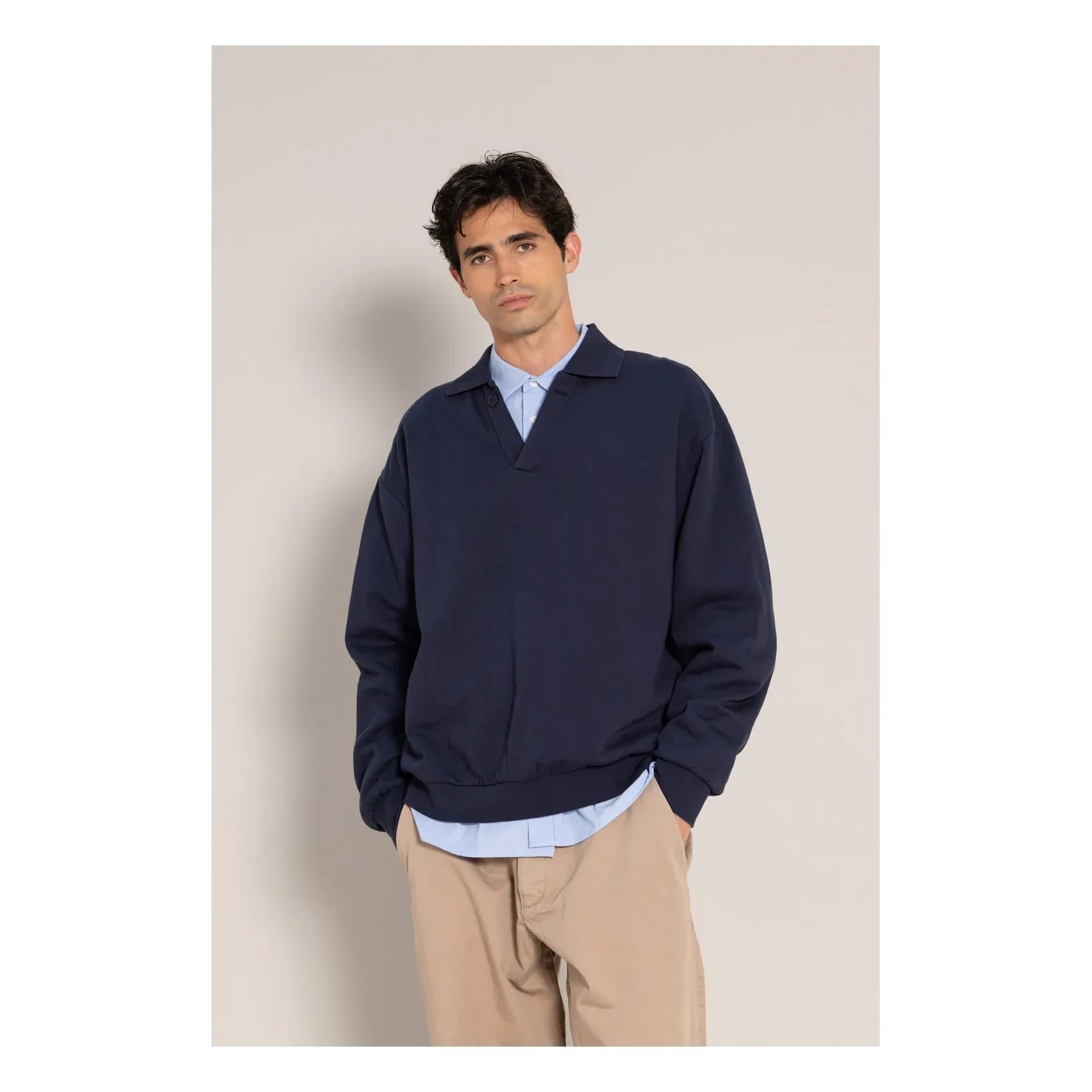 Smallable Man - Bob Polo Yaka Sudadera Algodón Orgánico | Azul negro