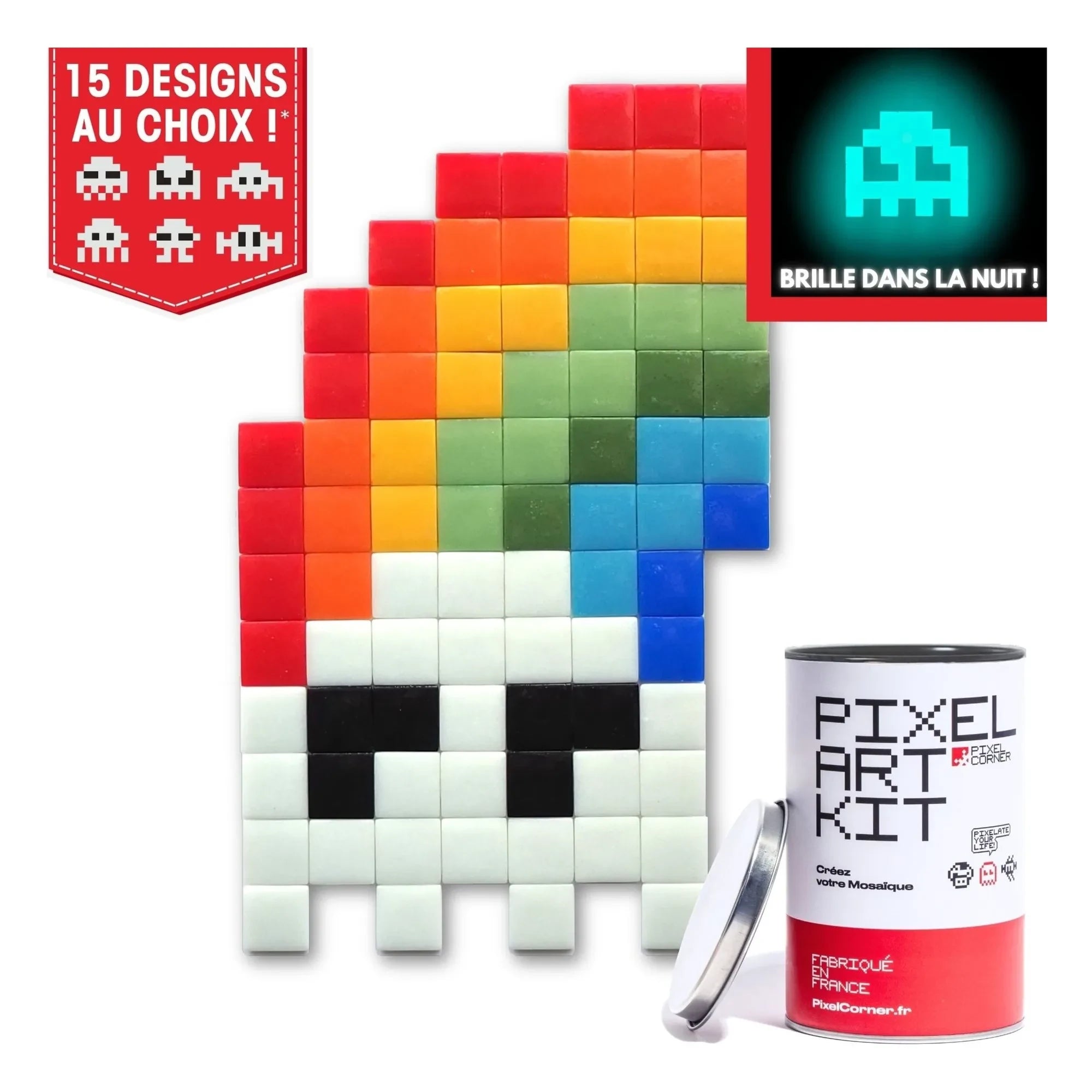 Pixel Corner - Glow in the Dark Pixel Art Kit - Rainbow in the Dark