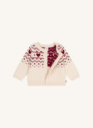 Petit Bateau - Bebek Yün Kalp Yelek | Ecru