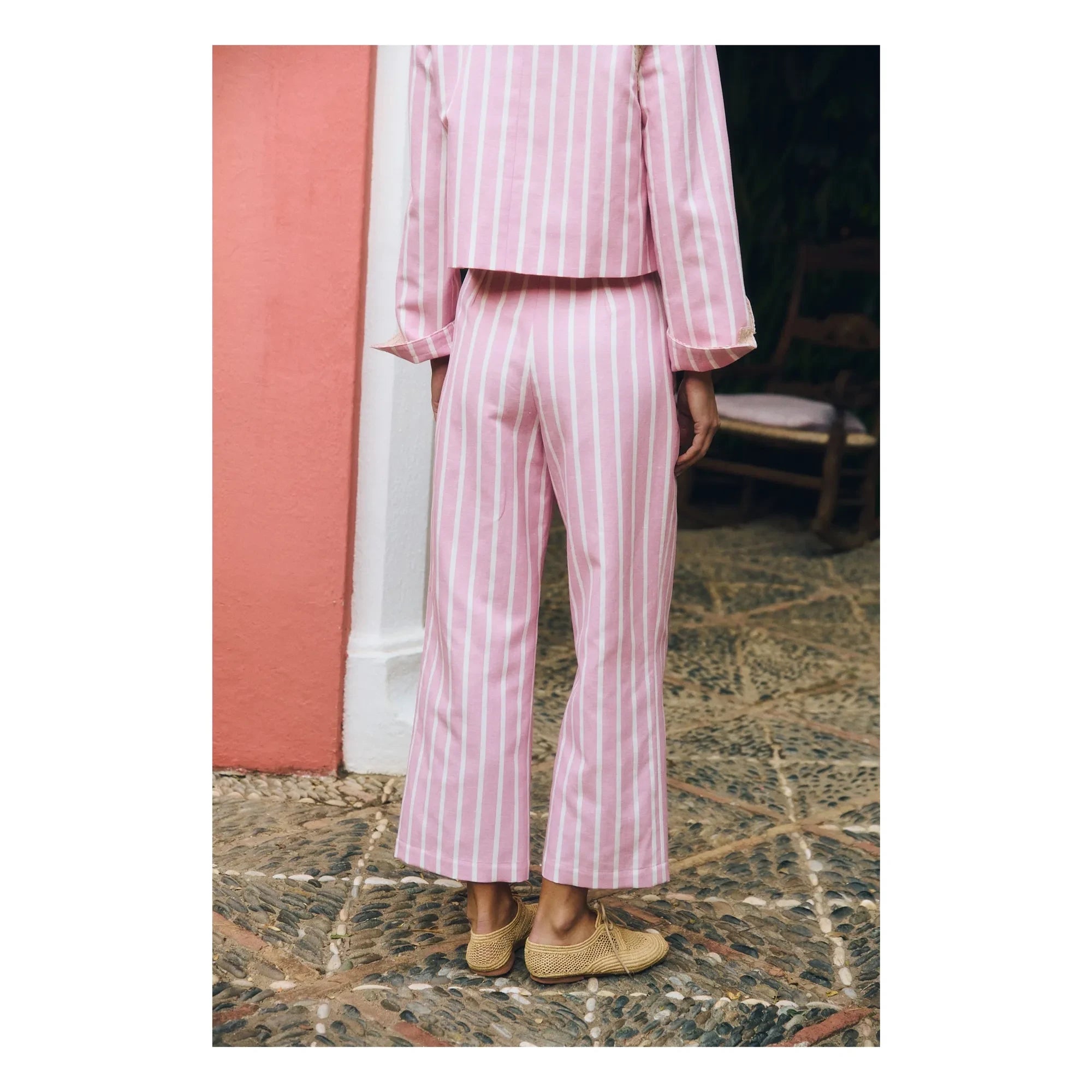Maria de la Orden - Niza Pamuklu Çizgili Pantolon | Pembe