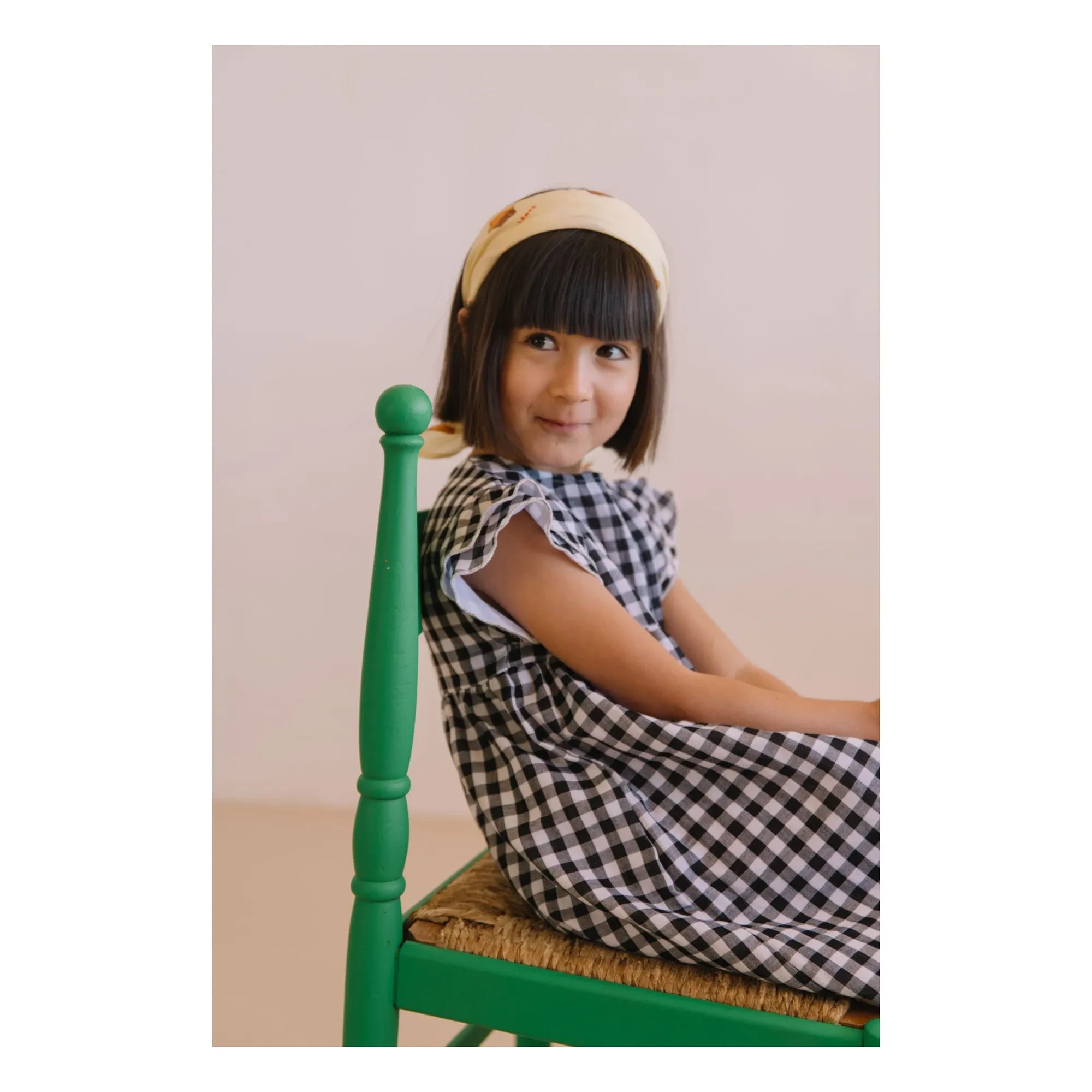 Studio Bohème - Cousine Vichy Bio-Baumwoll-Musselin-Kleid | Schwarz