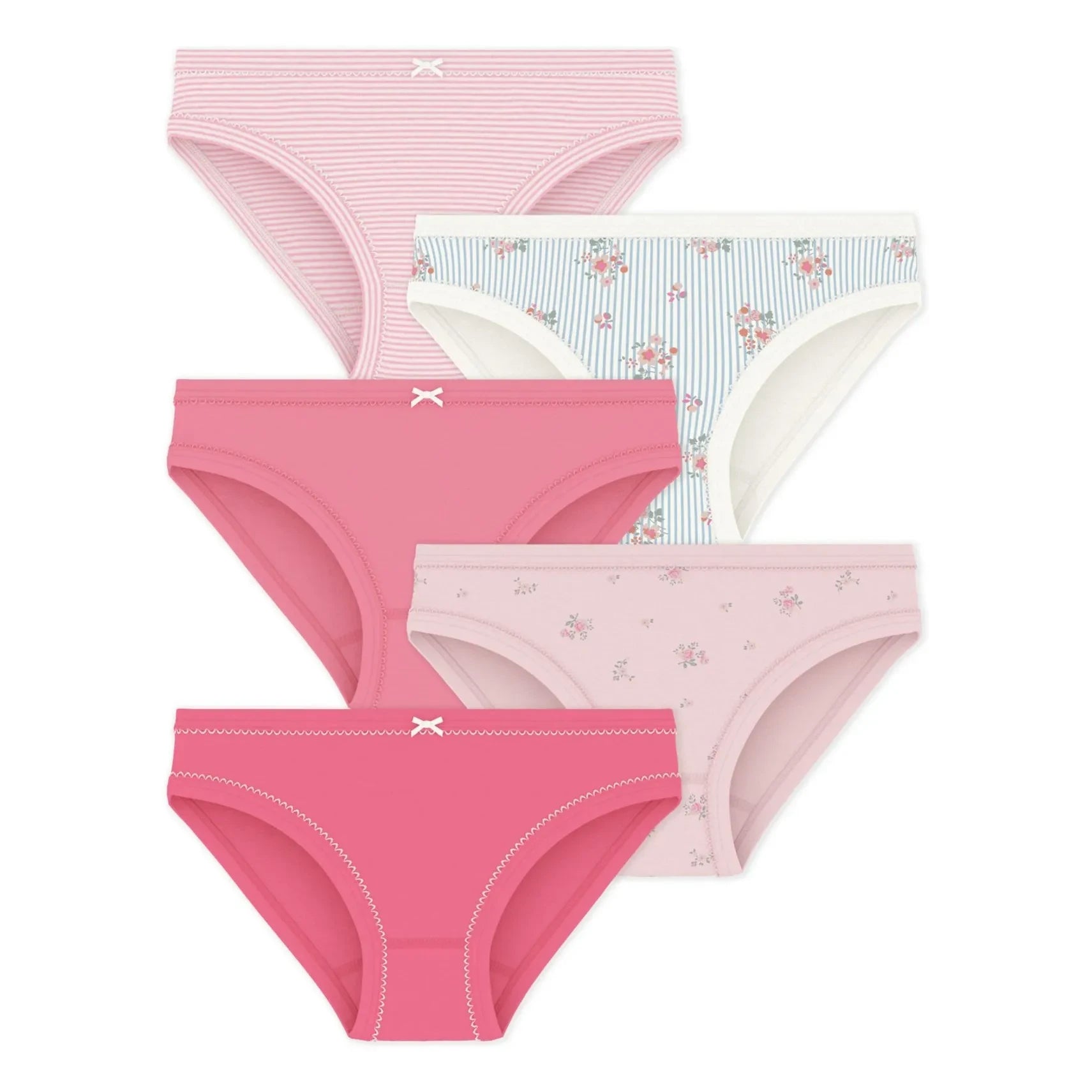 Petit Bateau - 5er-Pack Blumen-Slips | Rosa