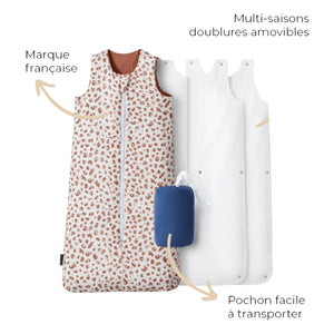 Les Petites Billes - Double-layer Cotton Gauze Reversible All-season Sleep Sack | Dusty Pink