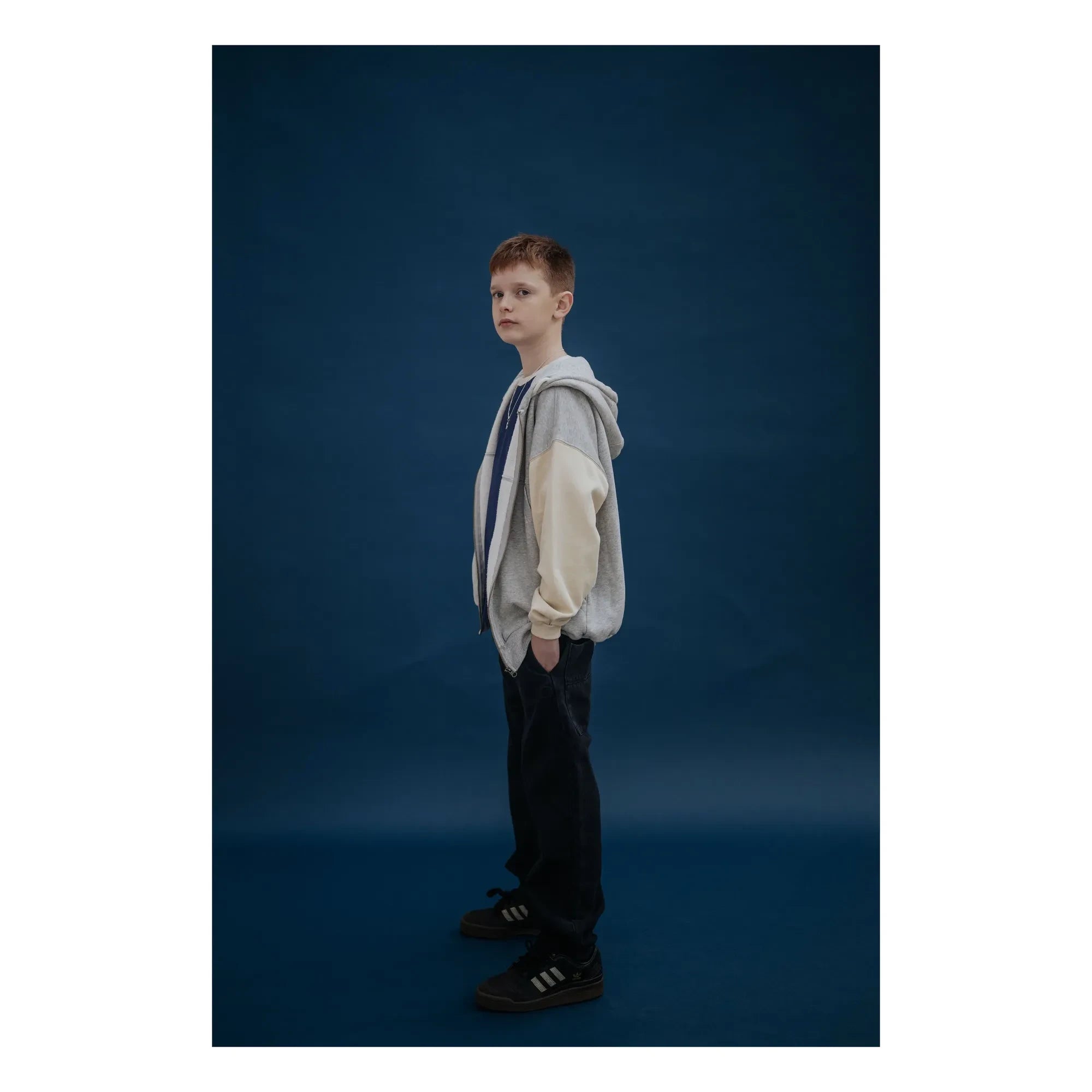 Repose AMS - Organic Cotton Tricolor Zip-up Sweatshirt | Gray