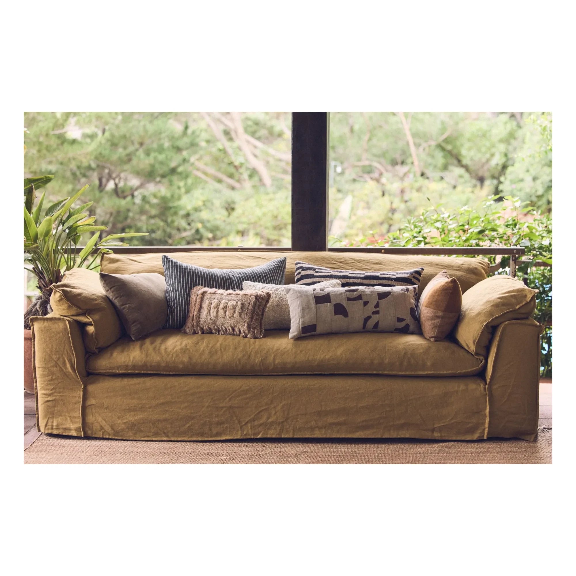 HKliving - Yama Pattern Cushion | Natural