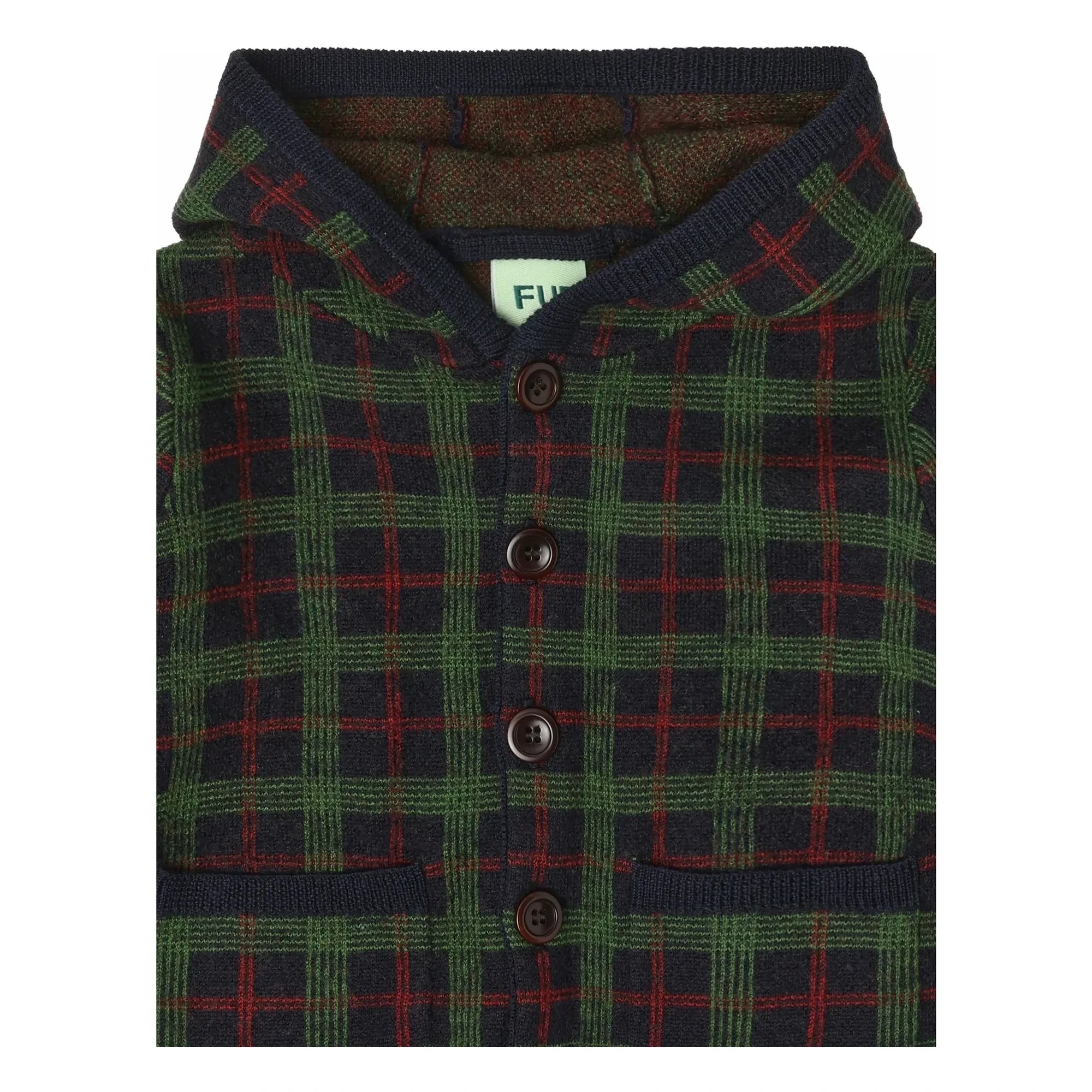 FUB - Chaqueta de bebé de lana merina a cuadros verde