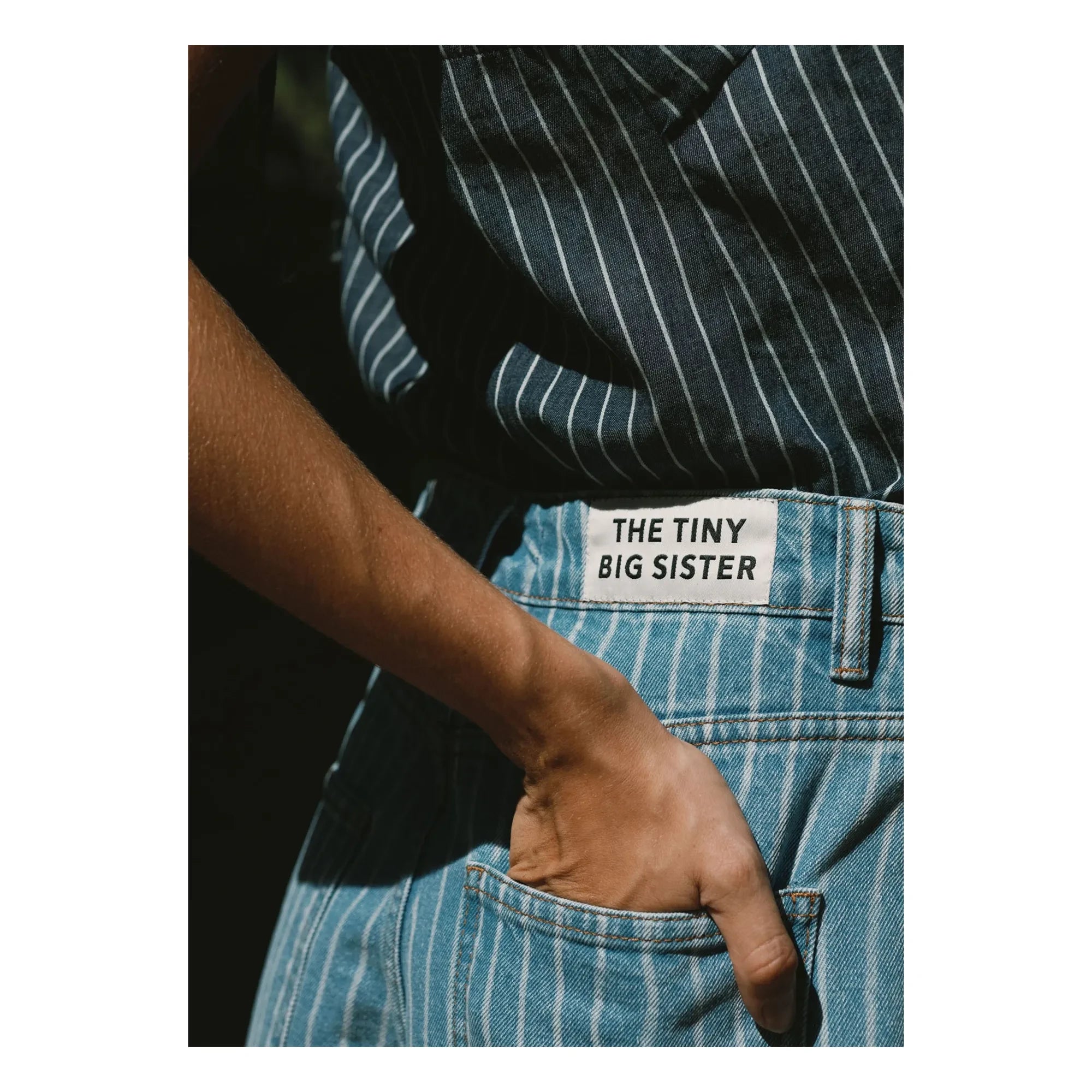 The Tiny Big Sister - Gestreifte Baumwollshorts | Jeansblau