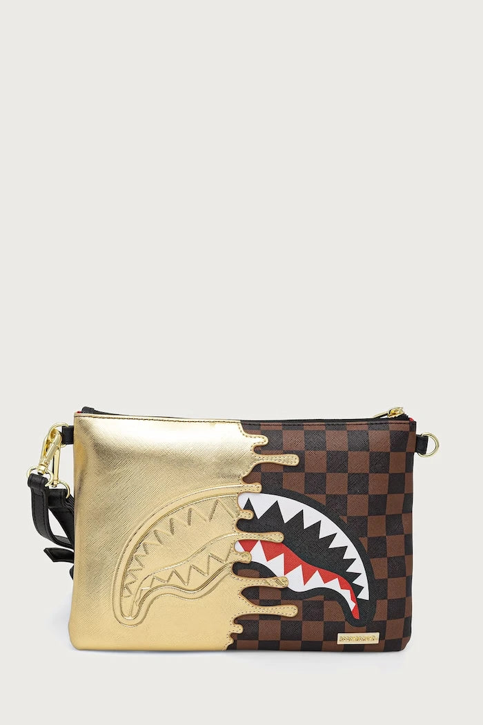 Sprayground - Brown Faux Leather Women's Shoulder Bag with Sharks in Paris 910B9344NSZ