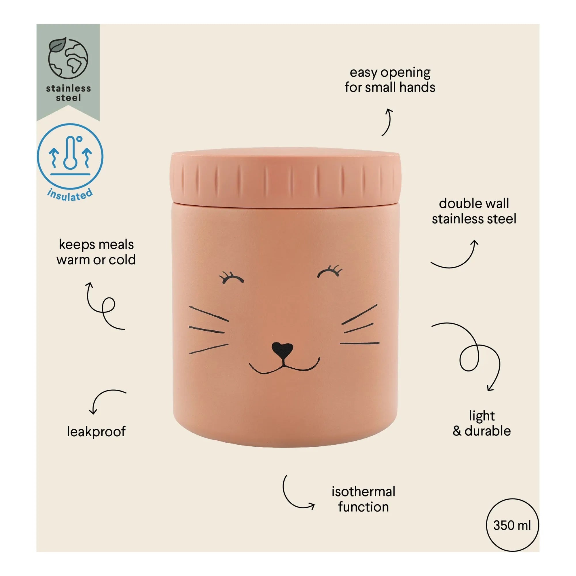 Trixie - Termos öğle yemeği kutusu 350 ml Mrs Cat | Pembe