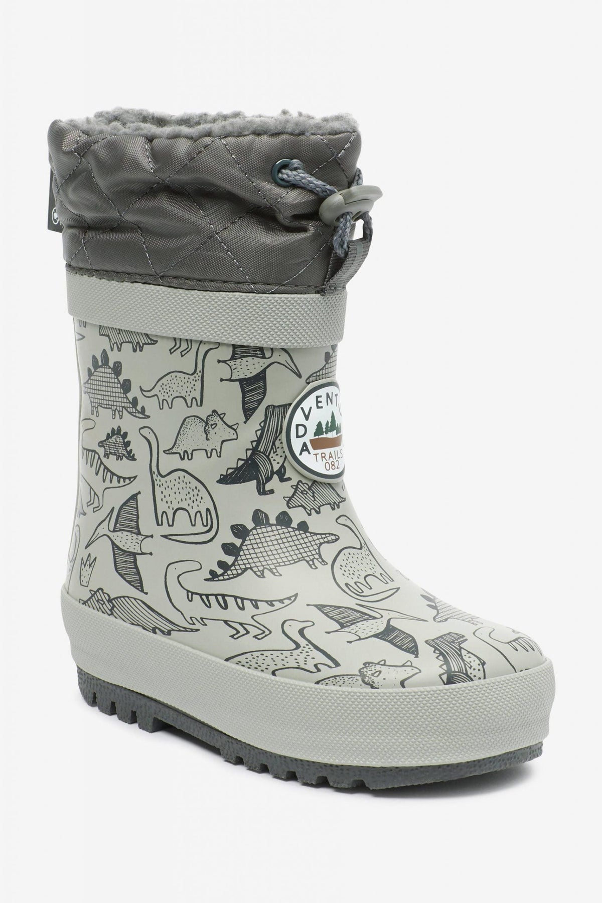 Weiter – Graue Pelz-Dinosaurier-Winterstiefel für Jungen – 30,5 