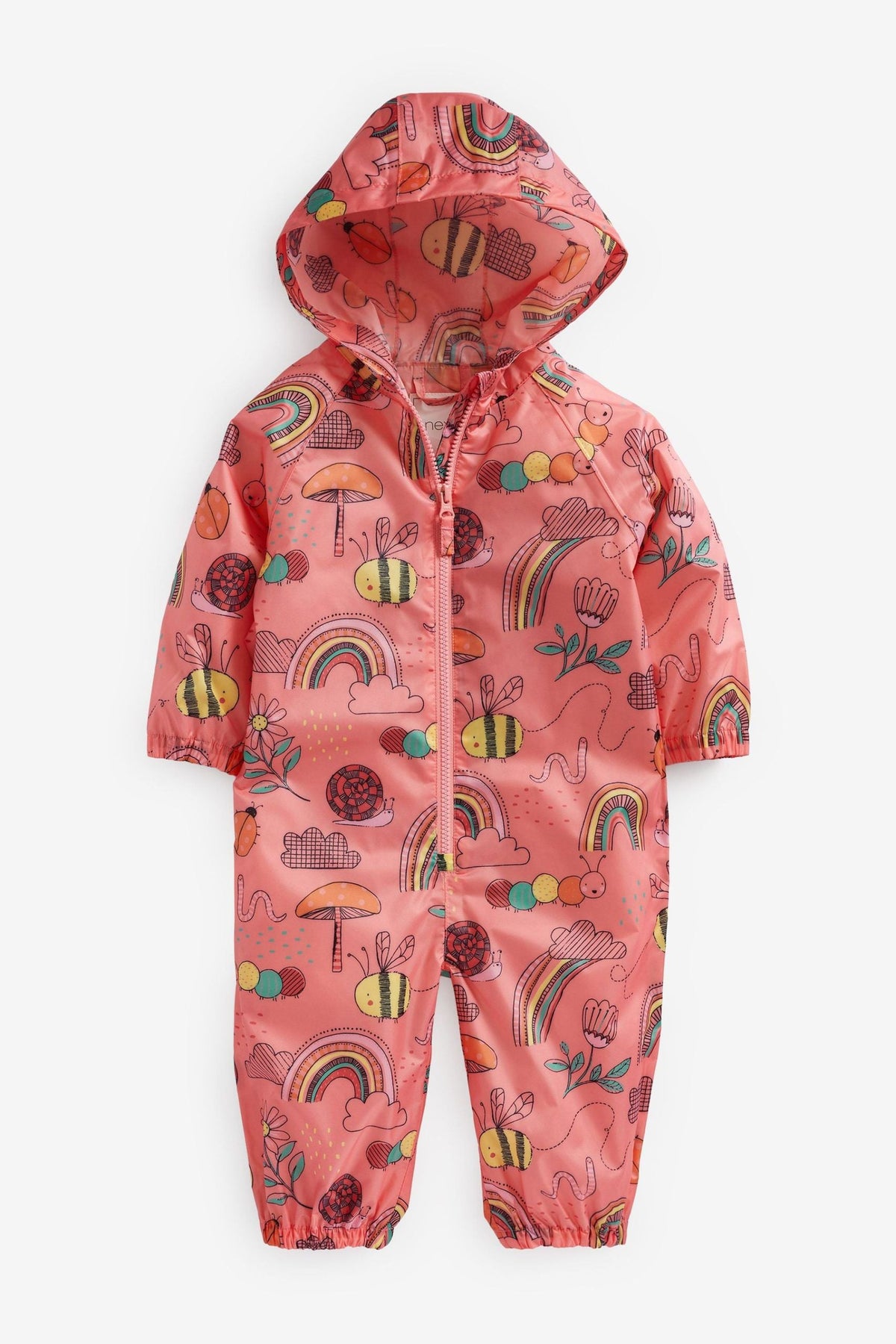 Next - Coral Pink Character Printed Child Raincoat - 1.5-2 Years 