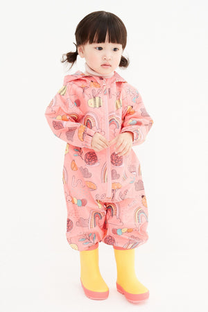 Next - Coral Pink Character Printed Child Raincoat - 4-5 Years 