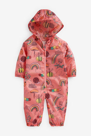 Next - Coral Pink Character Printed Child Raincoat - 5-6 Years 