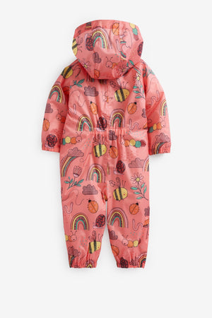Next - Coral Pink Character Printed Child Raincoat - 9-12 Months 