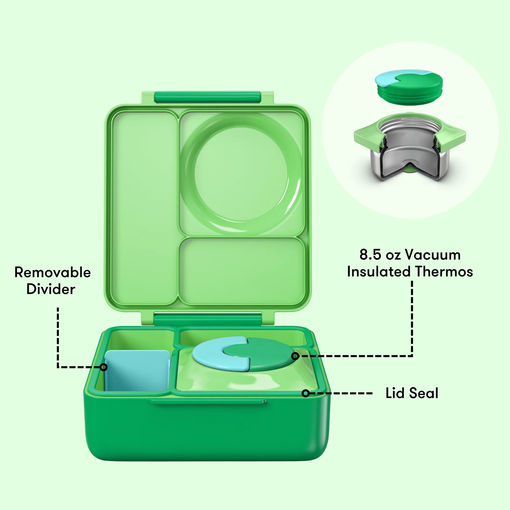 Omiebox - Isı Yalıtımlı Elma Yeşili Bento Yemek Kutusu