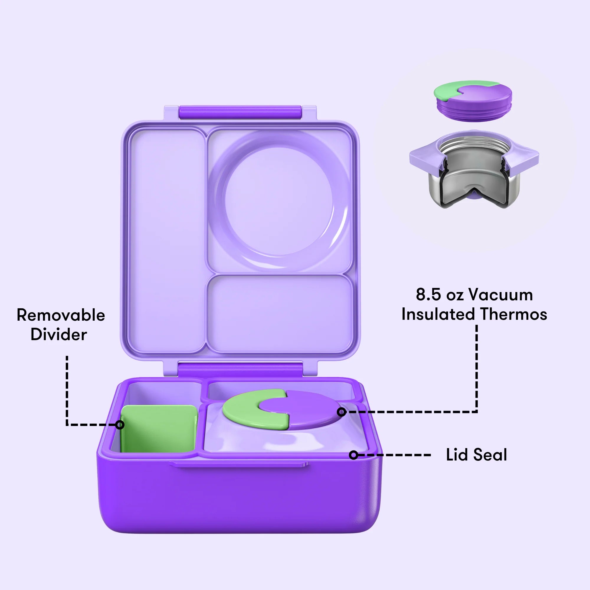 Omiebox - Isı Yalıtımlı Lila Moru Bento Yemek Kutusu