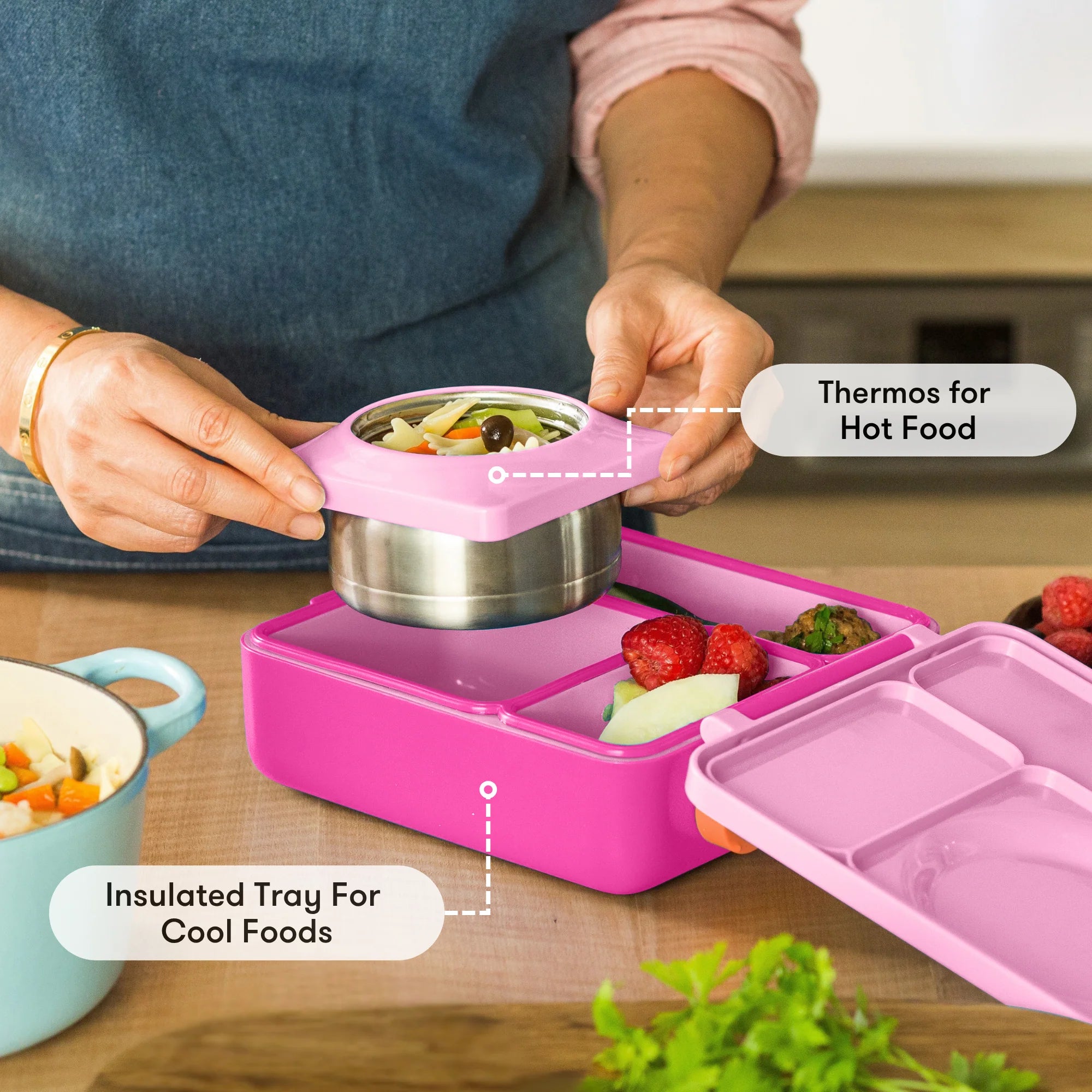 Omiebox - Isı Yalıtımlı Peri Pembesi Bento Yemek Kutusu