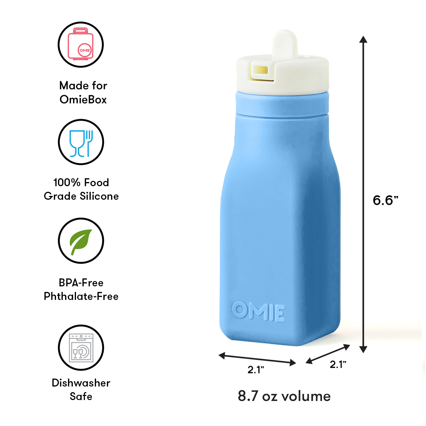 Omiebox - OmieBottle BPAsız Silikon Suluk Mavi