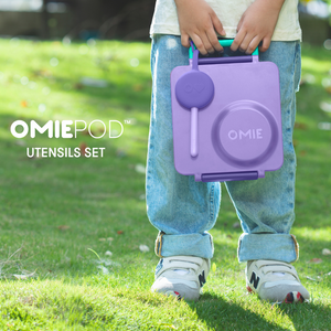 Omiebox - OmiePod Lila Silikon Çatal ve Kaşık Seti