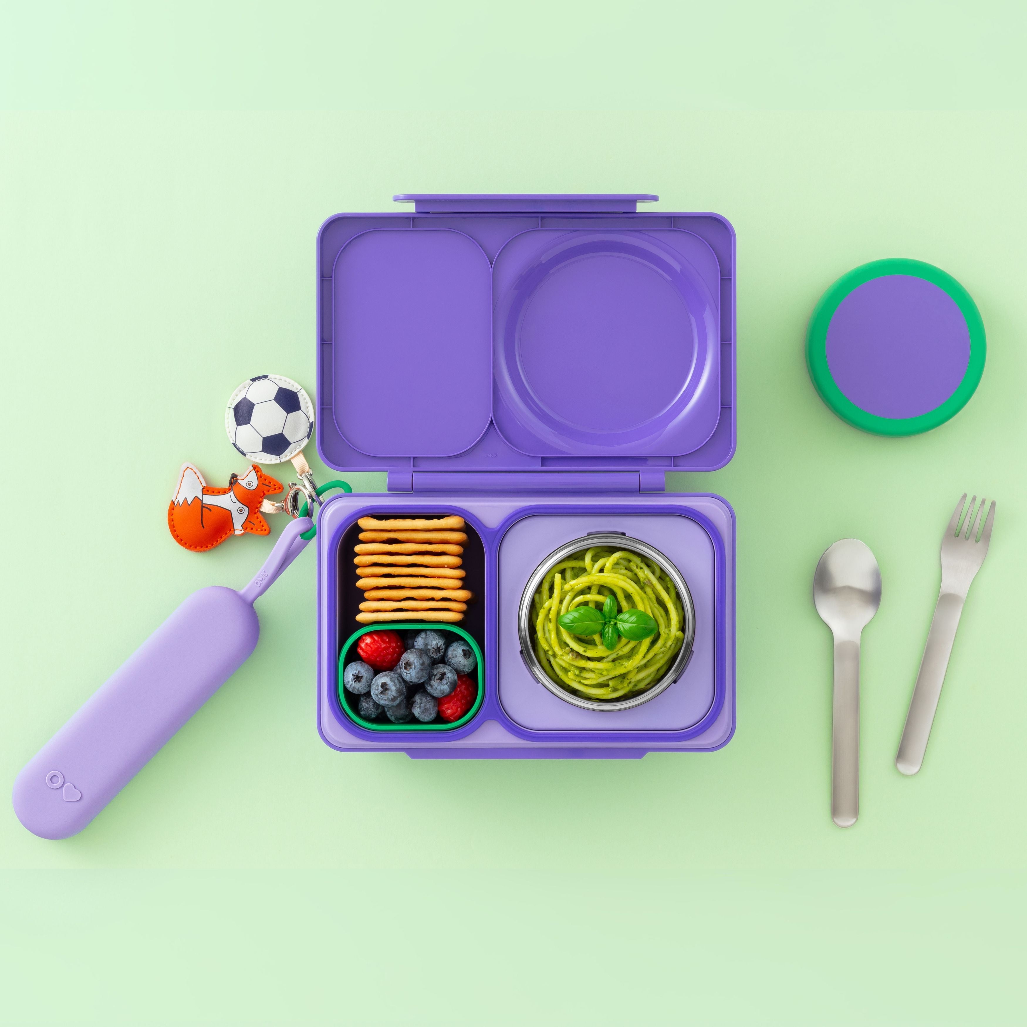 Omiebox - OmiePod UP Menekşe Silikon Çatal ve Kaşık Seti