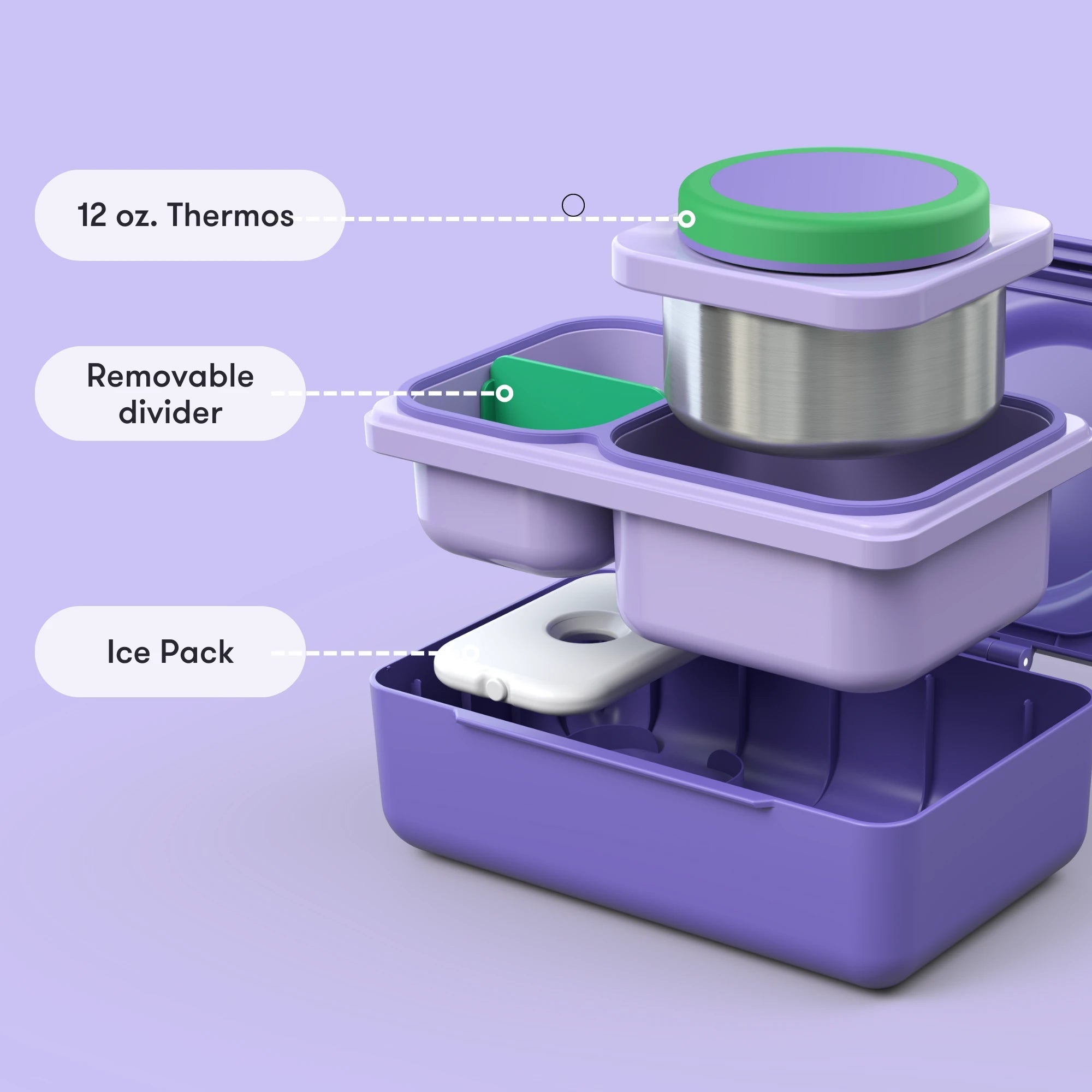 Omiebox - UP Isı Yalıtımlı 2. Nesil Galaksi Moru Bento Yemek Kutusu