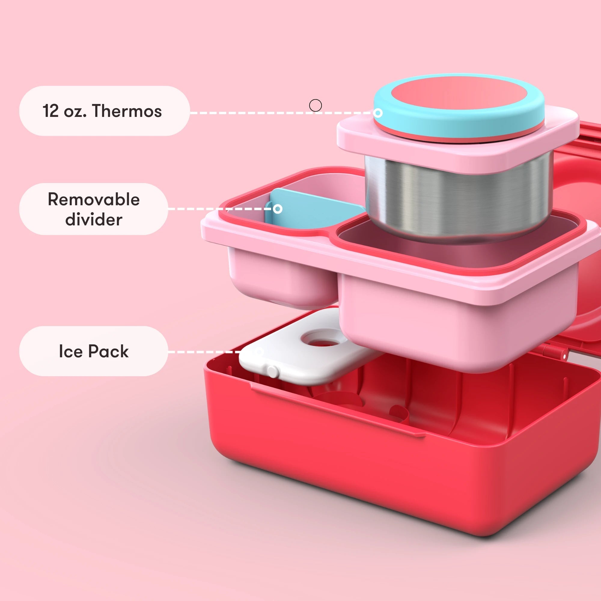 Omiebox - UP Isı Yalıtımlı 2. Nesil Kiraz Pembesi Bento Yemek Kutusu
